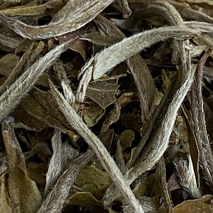 Fint dun på hvite teblader